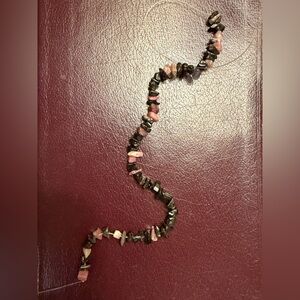 Pink and Black Stone Chip Beads for jewelry making